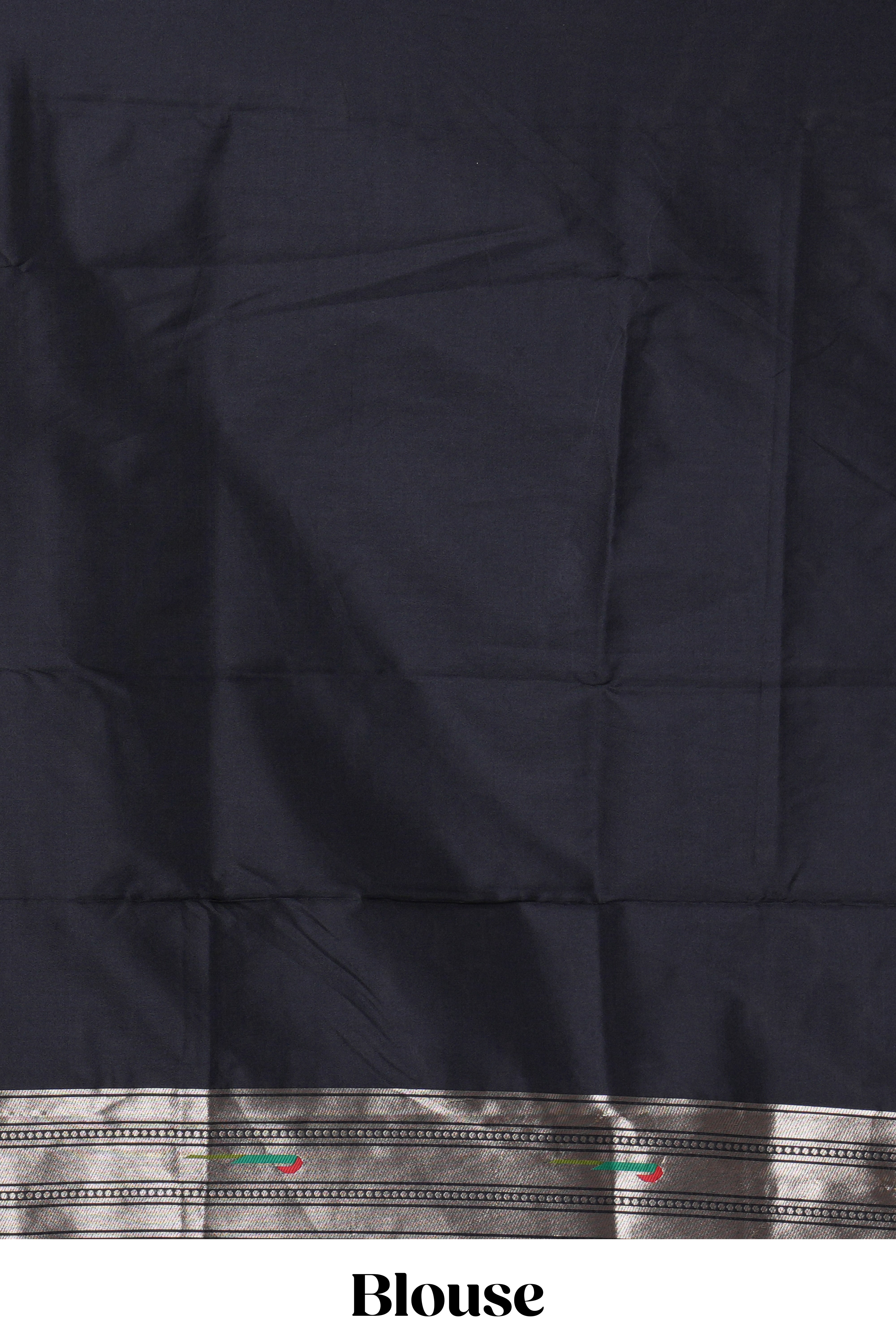 Black zari motifs design paithani silk saree with self zari border and matching blouse