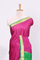 Purple plain design pure mysore silk saree with contrast border and blouse