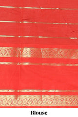 Blue zari striped raw silk saree with contrast bentex zari border and pallu
