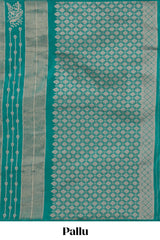 Borderless green striped and peacock zari design raw silk saree with self zari pallu and matching blouse