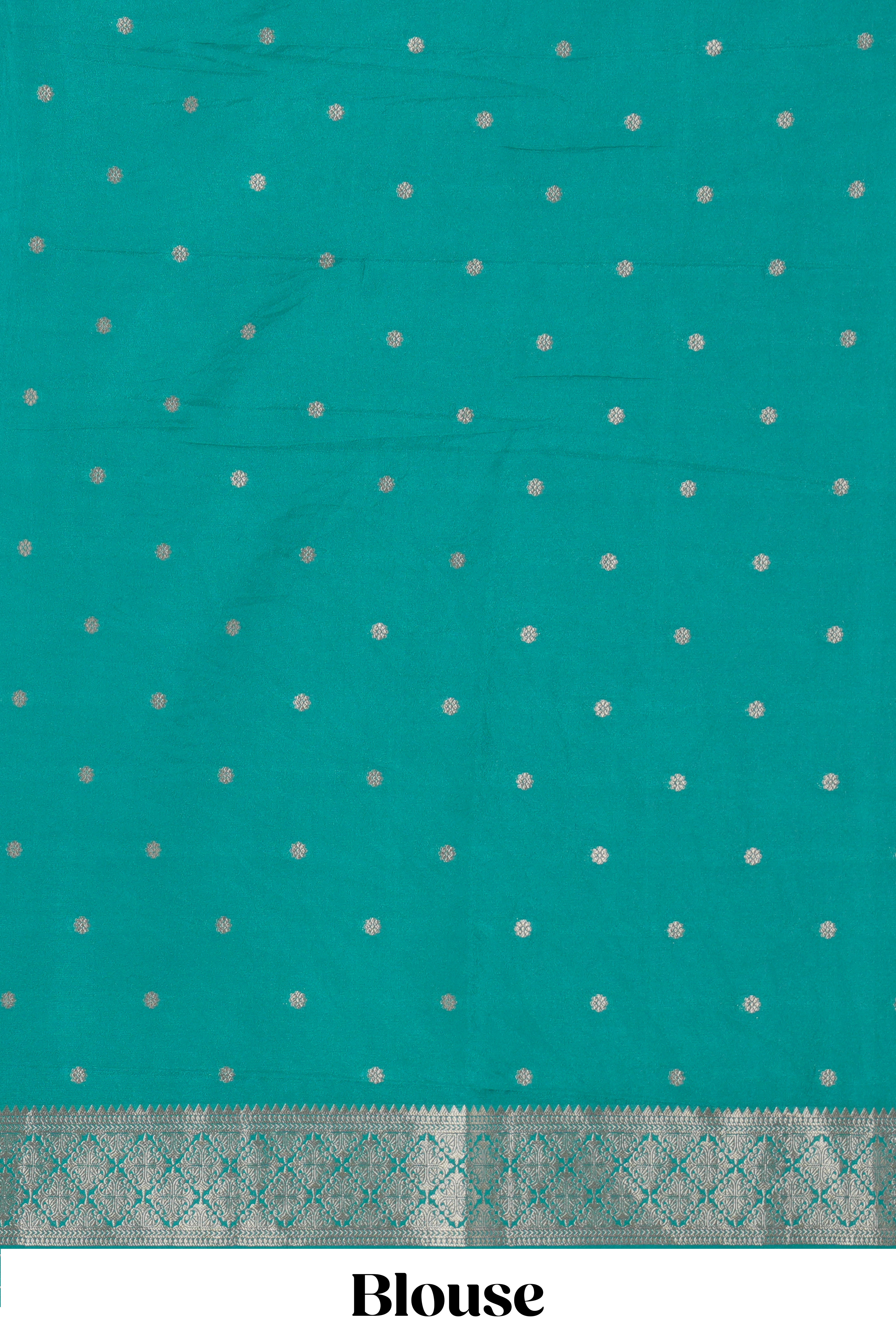 Borderless green striped and peacock zari design raw silk saree with self zari pallu and matching blouse