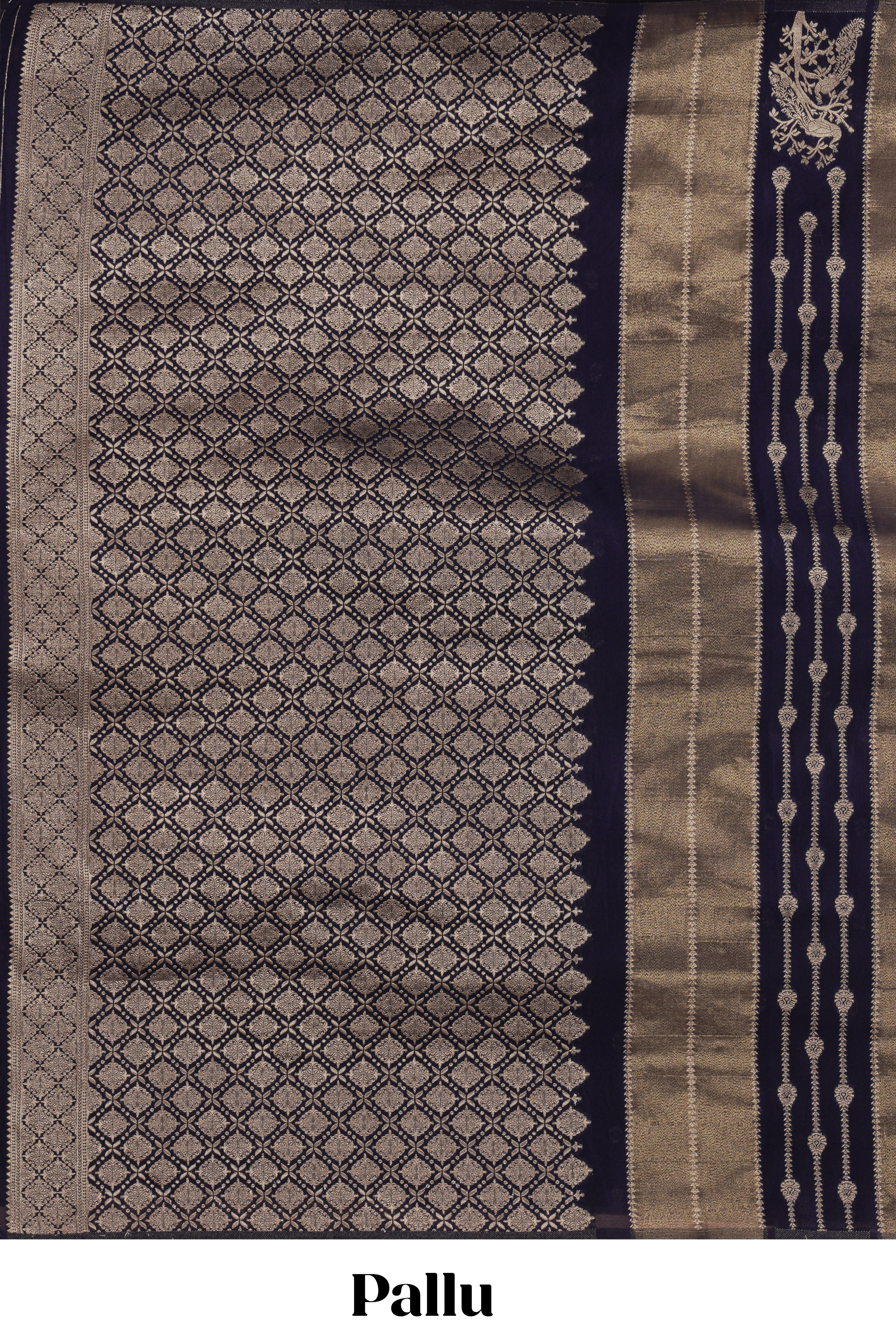 Borderless blue striped and peacock zari design raw silk saree with self zari pallu and matching blouse