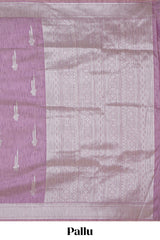 Lavender floral zari motifs design raw silk saree with self zari border and matching motifs blouse