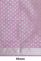 Lavender floral zari motifs design raw silk saree with self zari border and matching motifs blouse