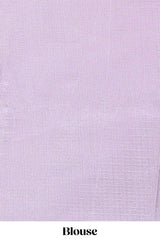 Lavender peacock feather print south cotton saree with matching blouse