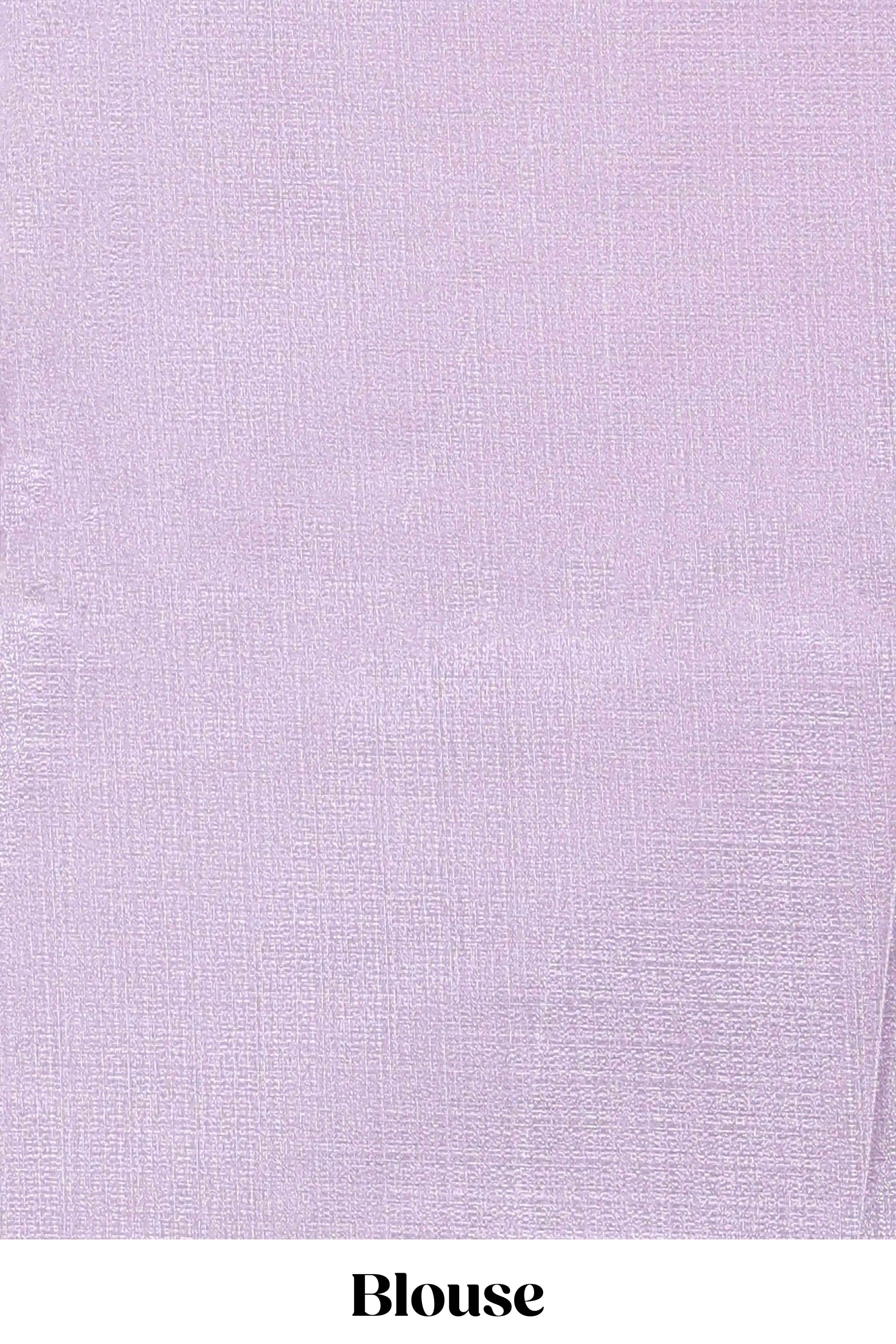 Lavender peacock feather print south cotton saree with matching blouse