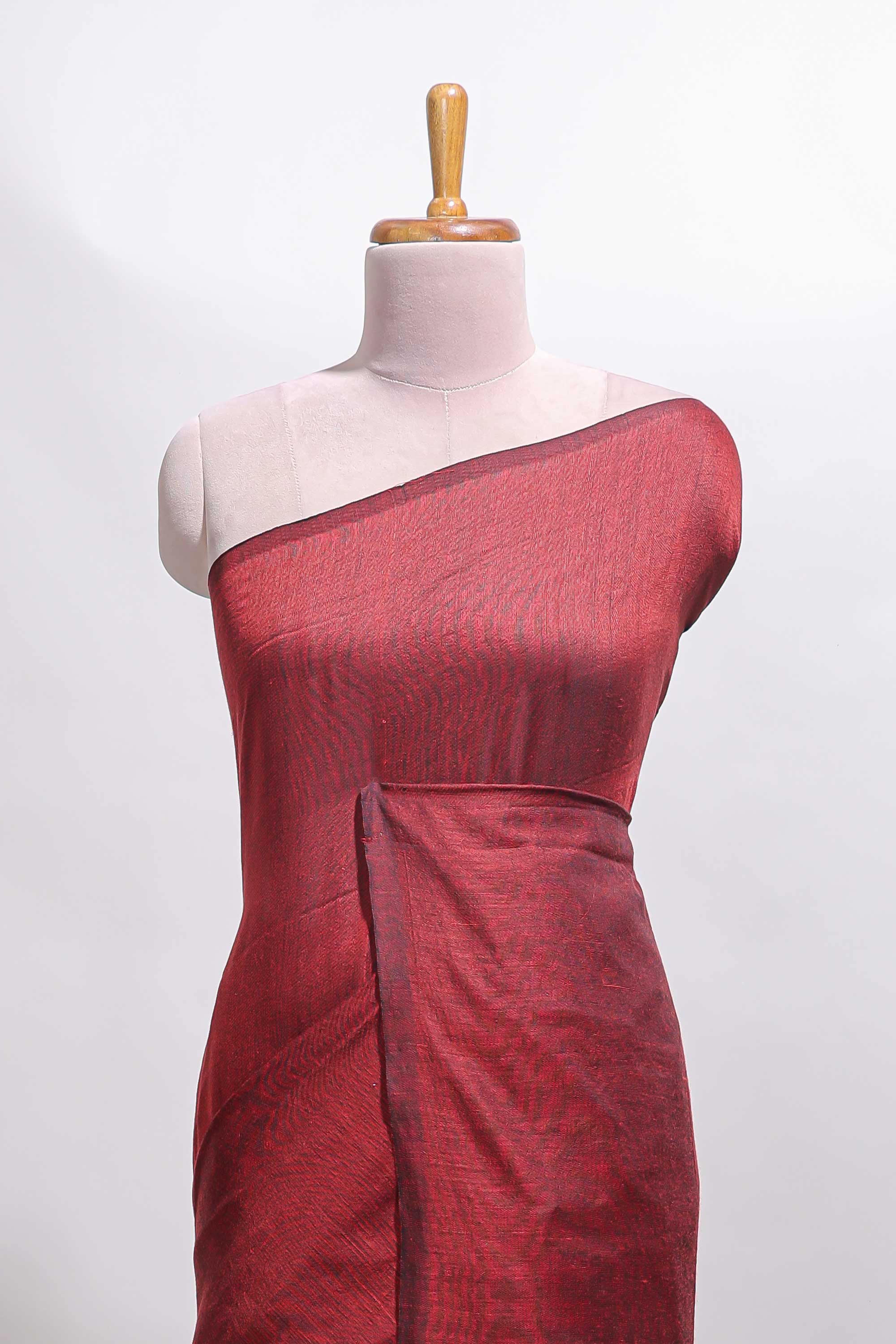 Borderless maroon plain south cotton saree with matching floral print blouse