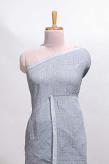 Borderless grey plain south cotton saree with contrast floral print blouse