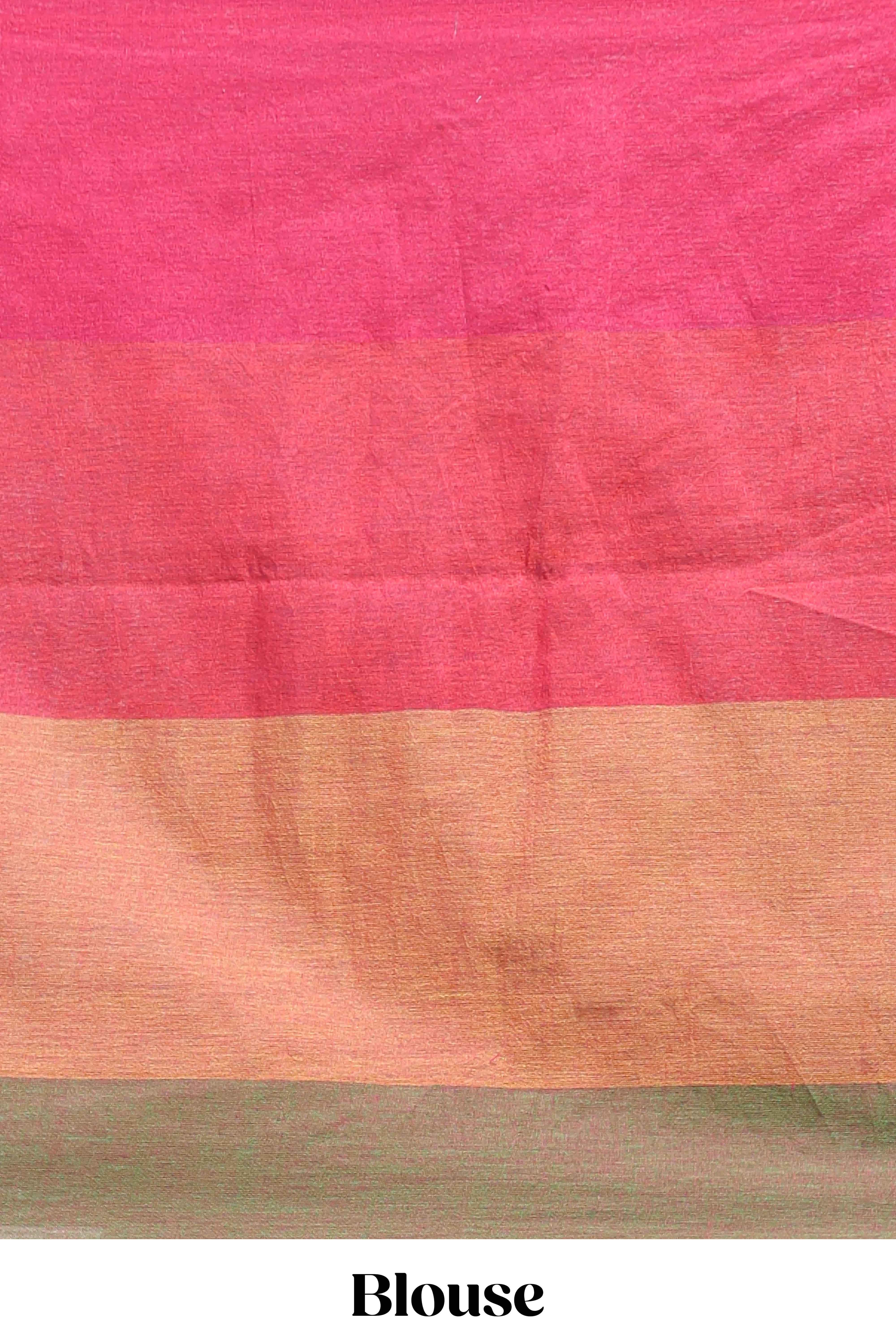 Borderless multi color striped south cotton saree with matching striped blouse