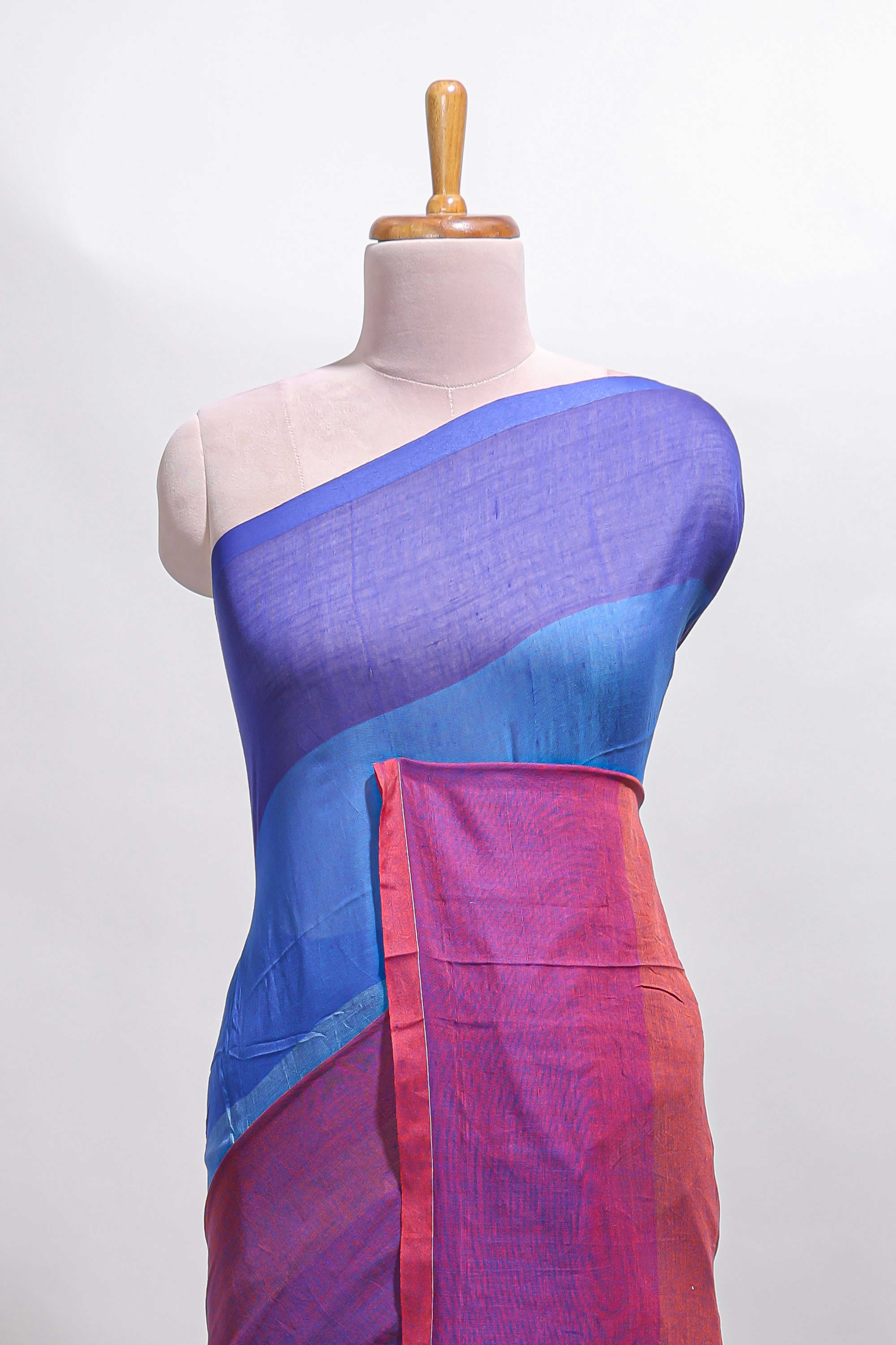 Borderless multi color striped south cotton saree with matching striped blouse
