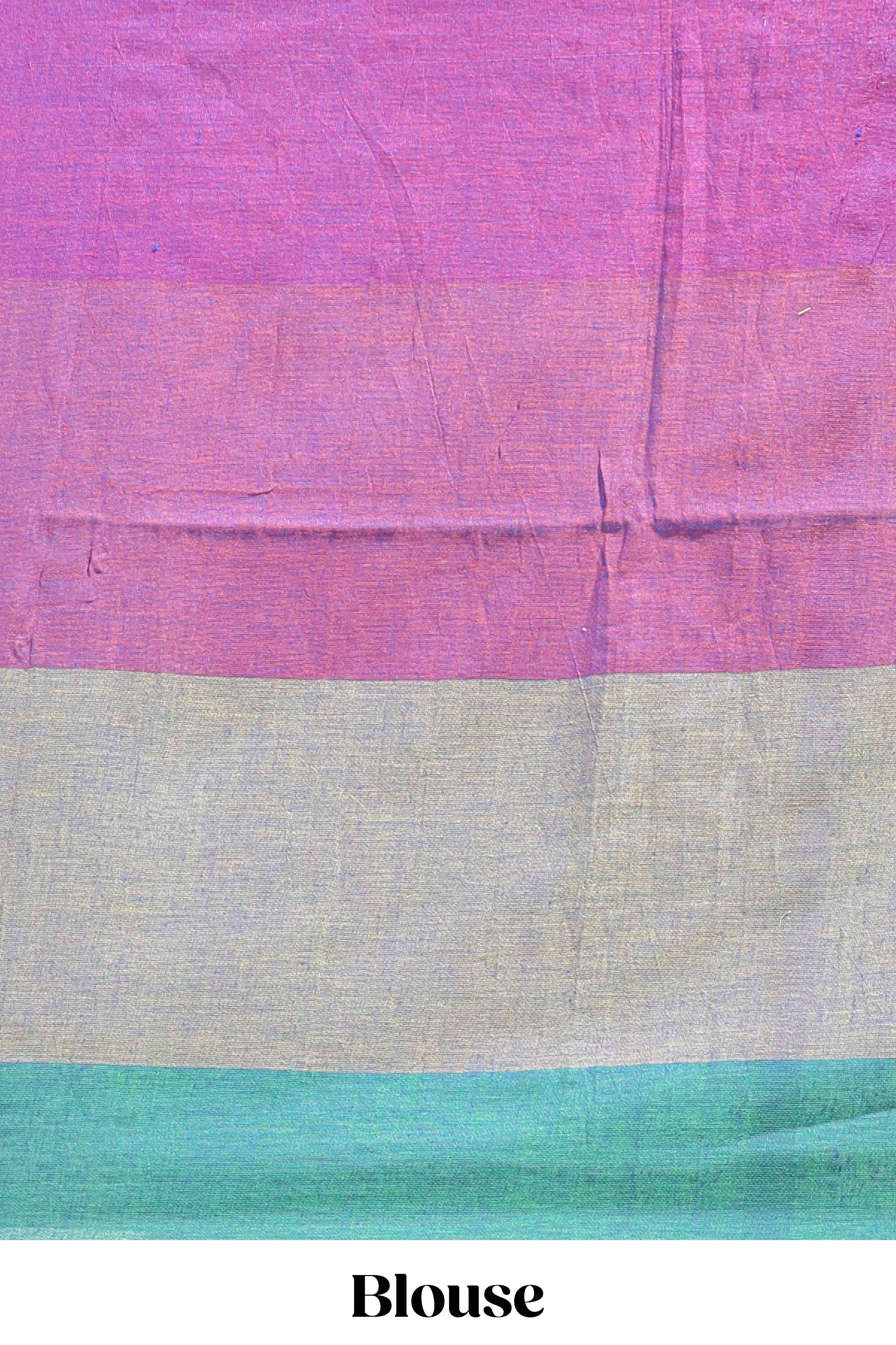 Borderless multi color striped south cotton saree with matching striped blouse