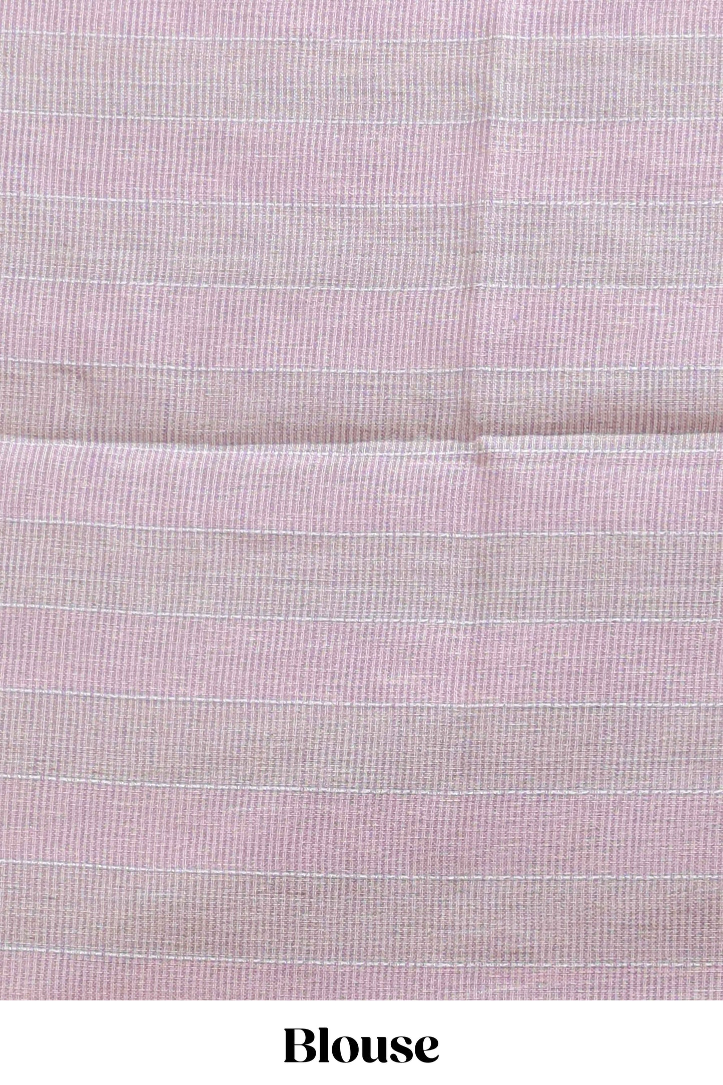 Lavender striped south cotton saree with self silver zari border and matching blouse