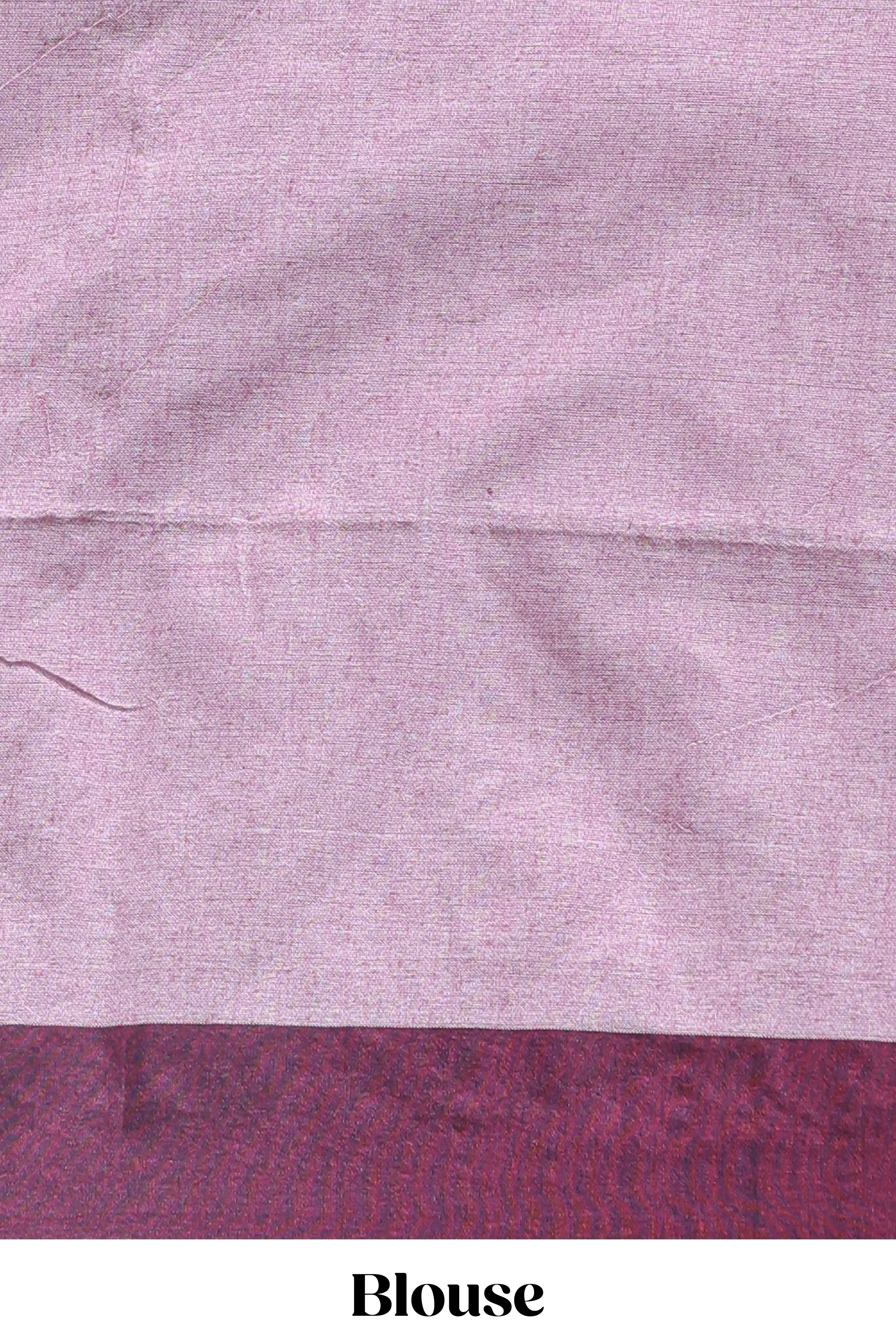 Green & Purple Floral Woven Sothu Cotton Saree with Tassels