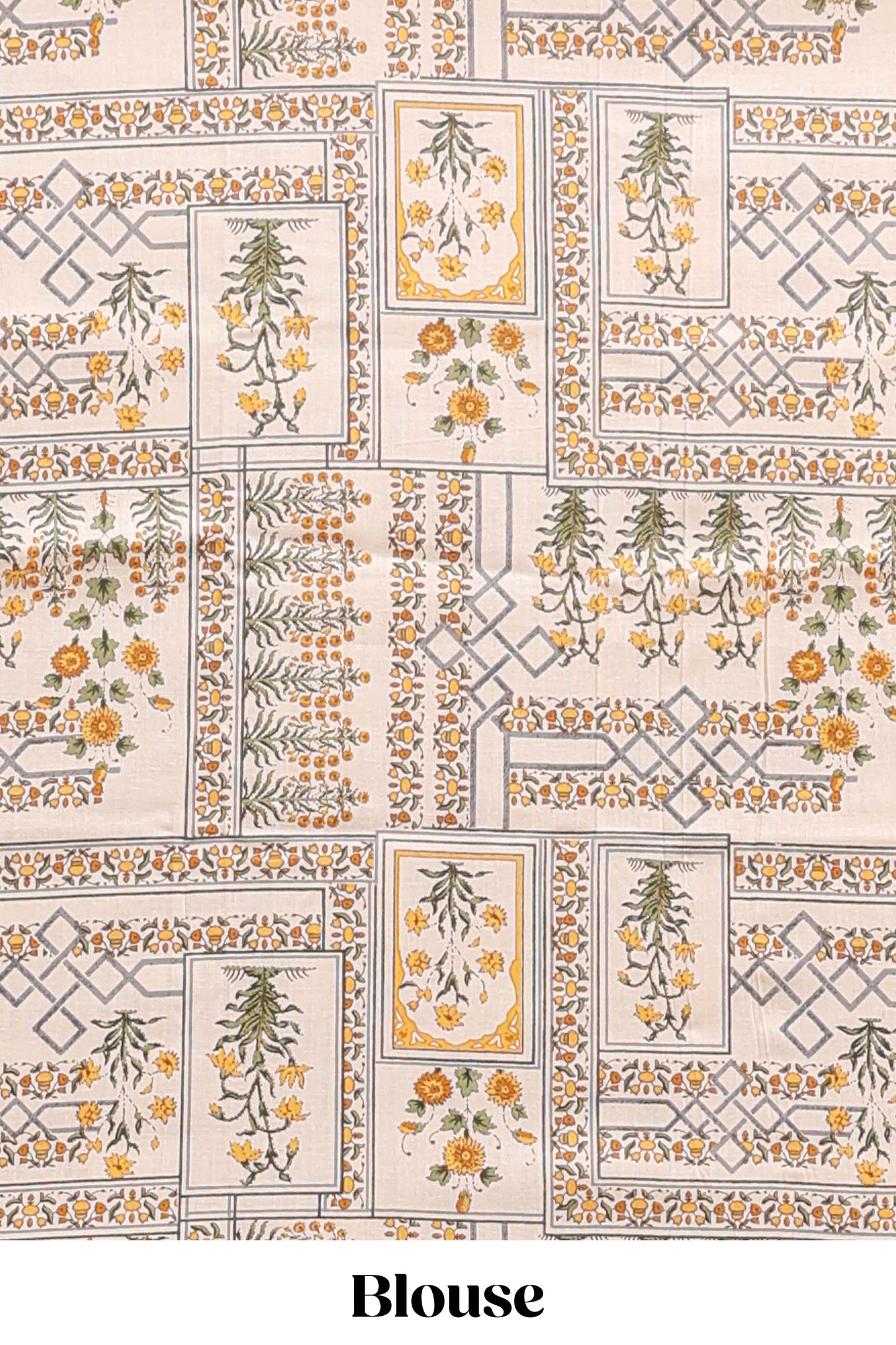 Green shibori printed floral design south cotton sarees with self border and contrast printed blouse