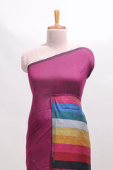 Multi color striped south cotton sarees with contrast border and matching blouse