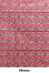 Borderless peach plain south cotton sarees with matching printed blouse and self pallu tassels