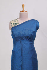 Navy blue plain south cotton sarees with contrastwarli printed blouse