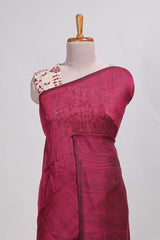 Rani pinkplain south cotton sarees with contrastwarli printed blouse