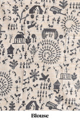 Rani pinkplain south cotton sarees with contrastwarli printed blouse