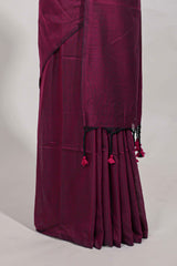 Violet plain south cotton sarees with contrastwarli printed blouse