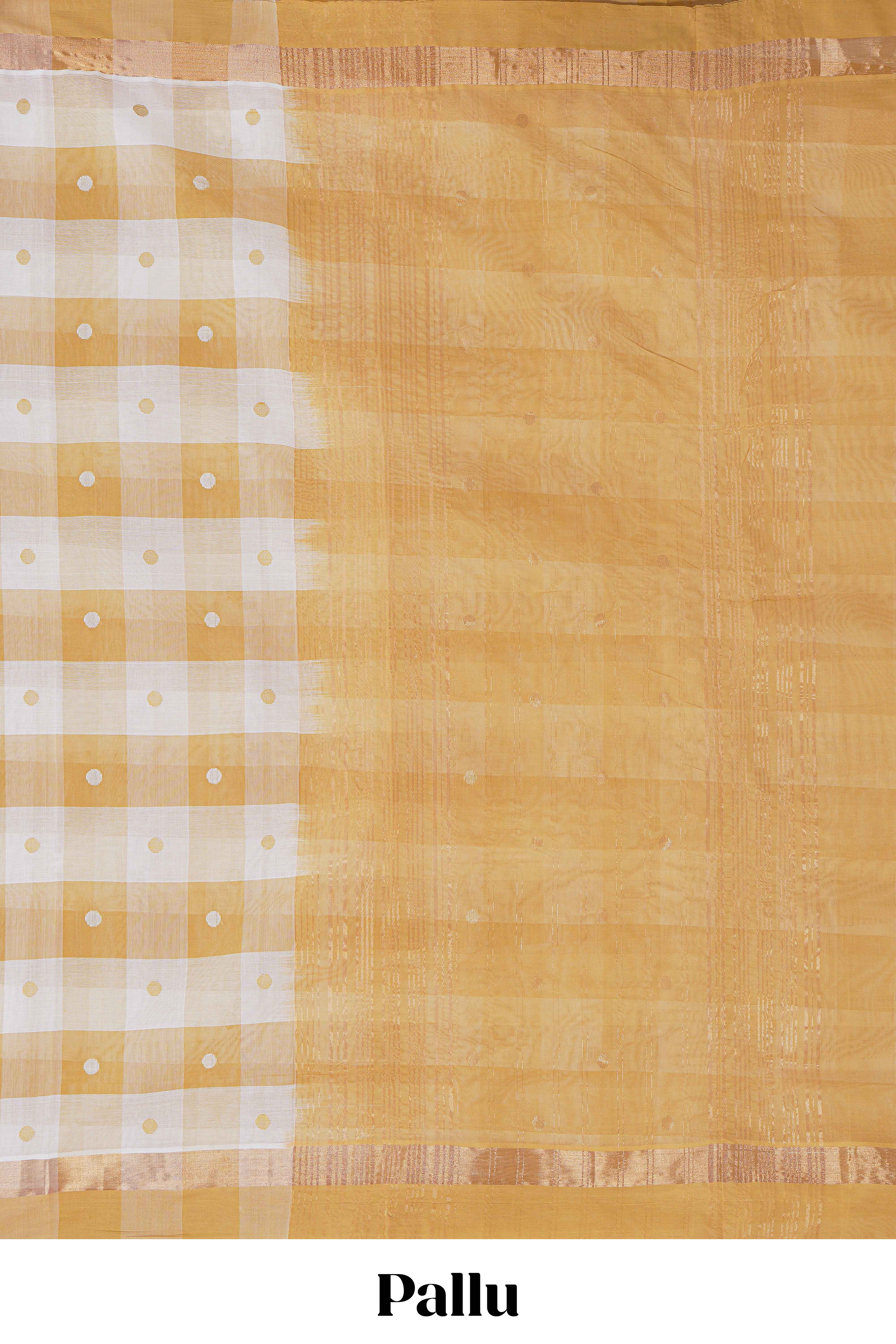 Sandal cheked floral motifs design south cotton saree with self zari border and matching pallu