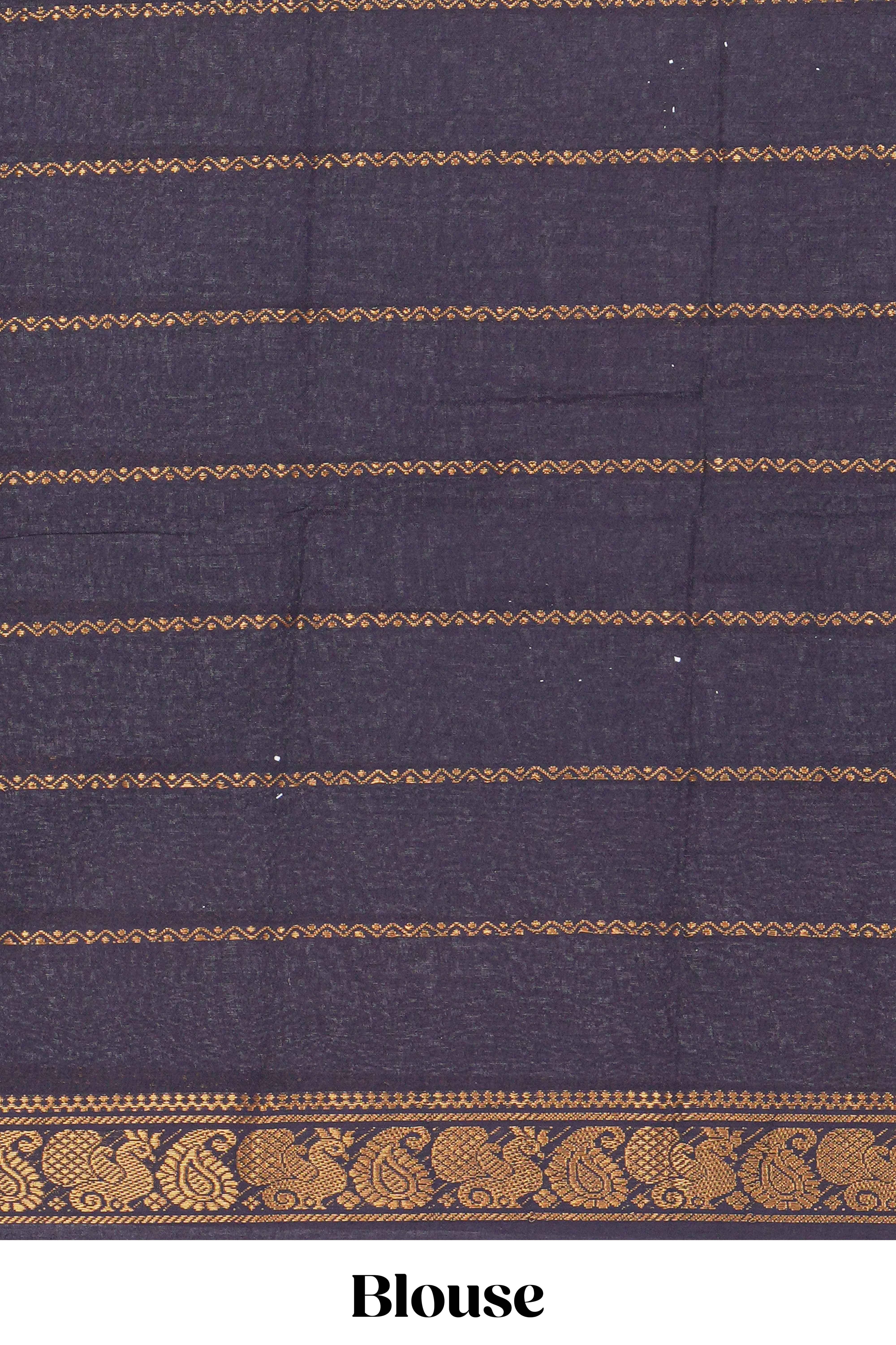 Red Sungudi cotton saree with gold zari stripe motifs a contrastingzari border checked pallu and contrast blouse