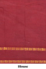 Parrot green traditional kolam print sungudi cotton saree with contrast border and striped pallu