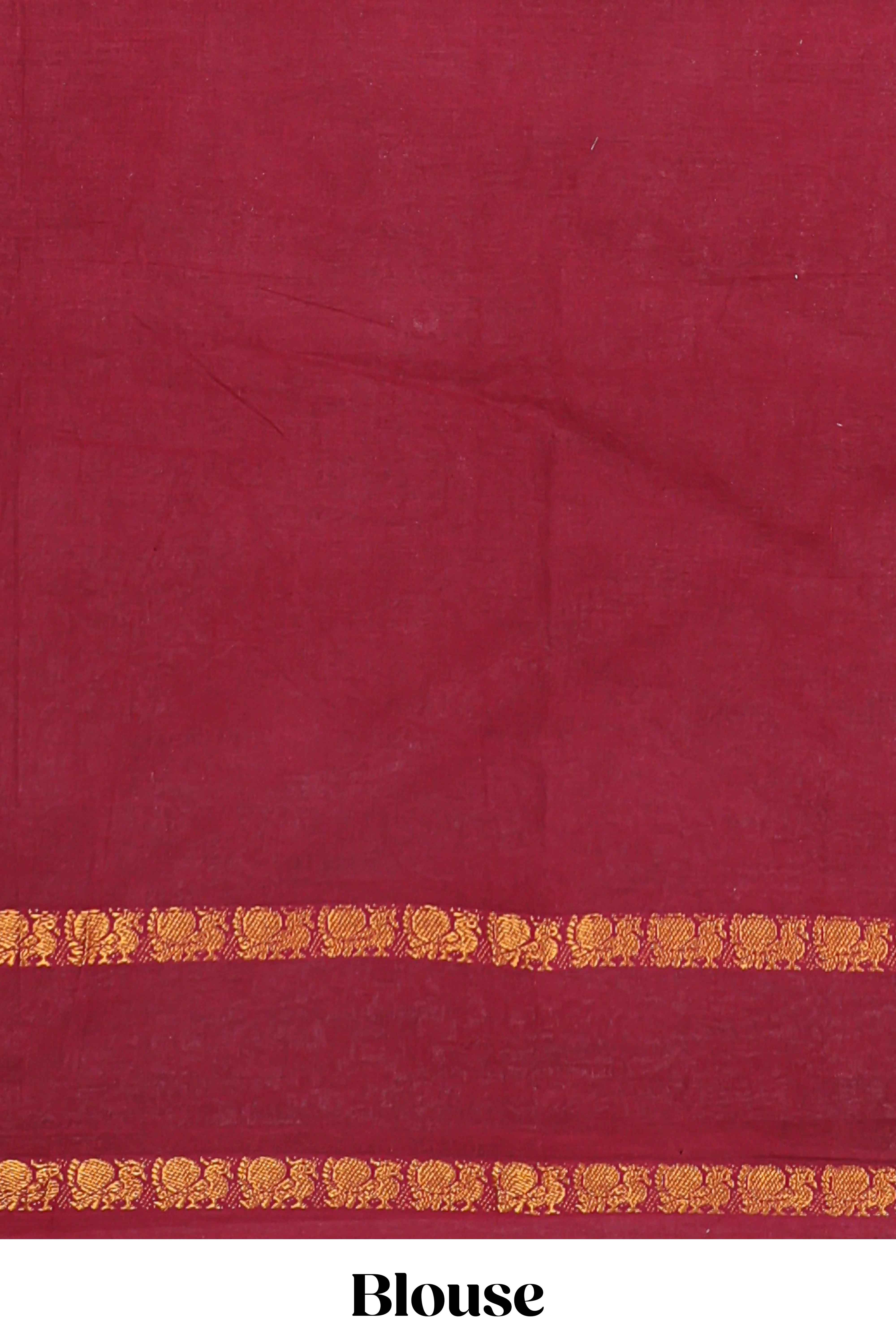 Peach traditional kolam print sungudi cotton saree with contrast border and striped pallu