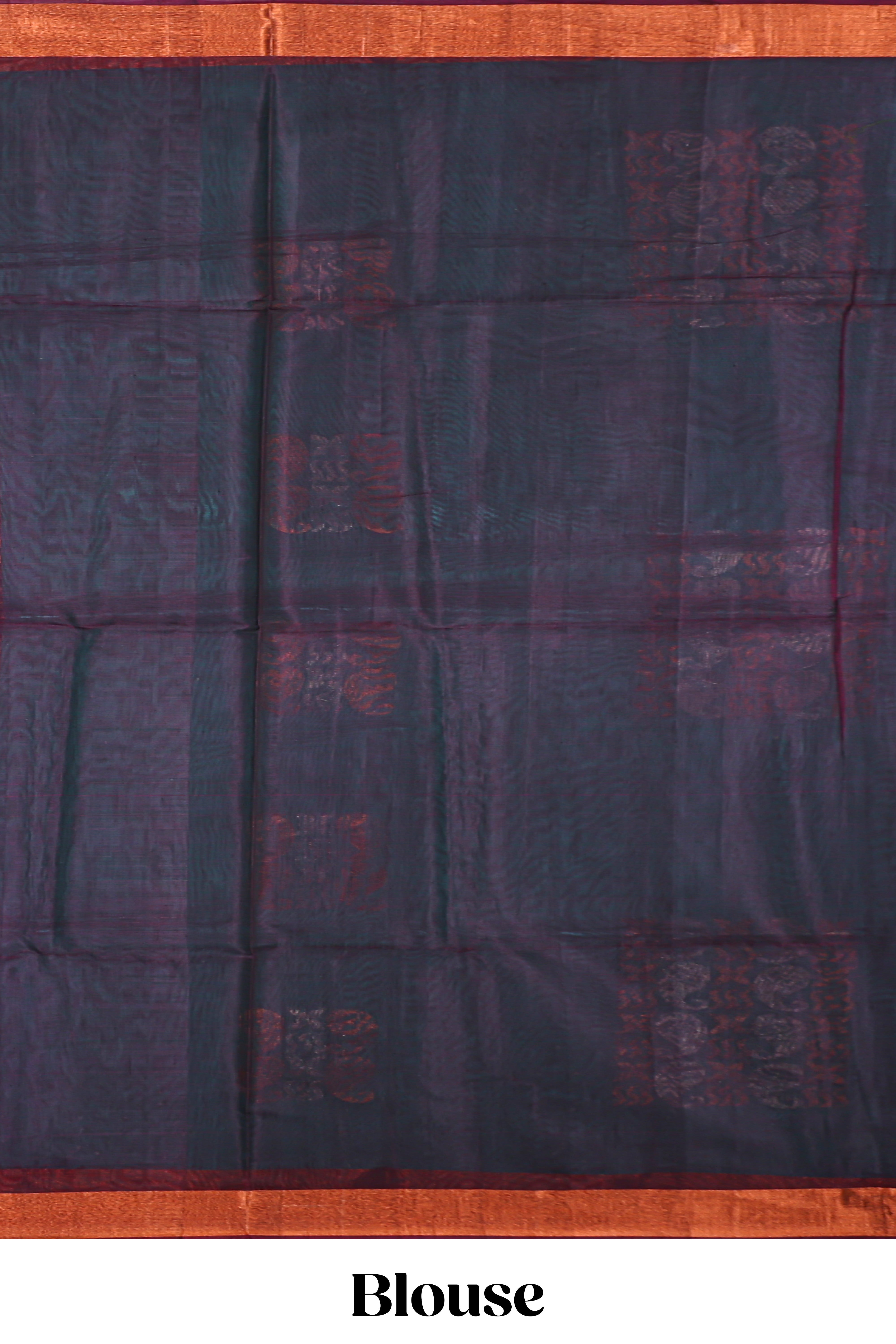 Turquoise blue zari motifs design silk cotton saree with contrast zari border and blouse