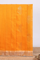 Yellow zari motifs design silk cotton saree with contrast zari border and blouse