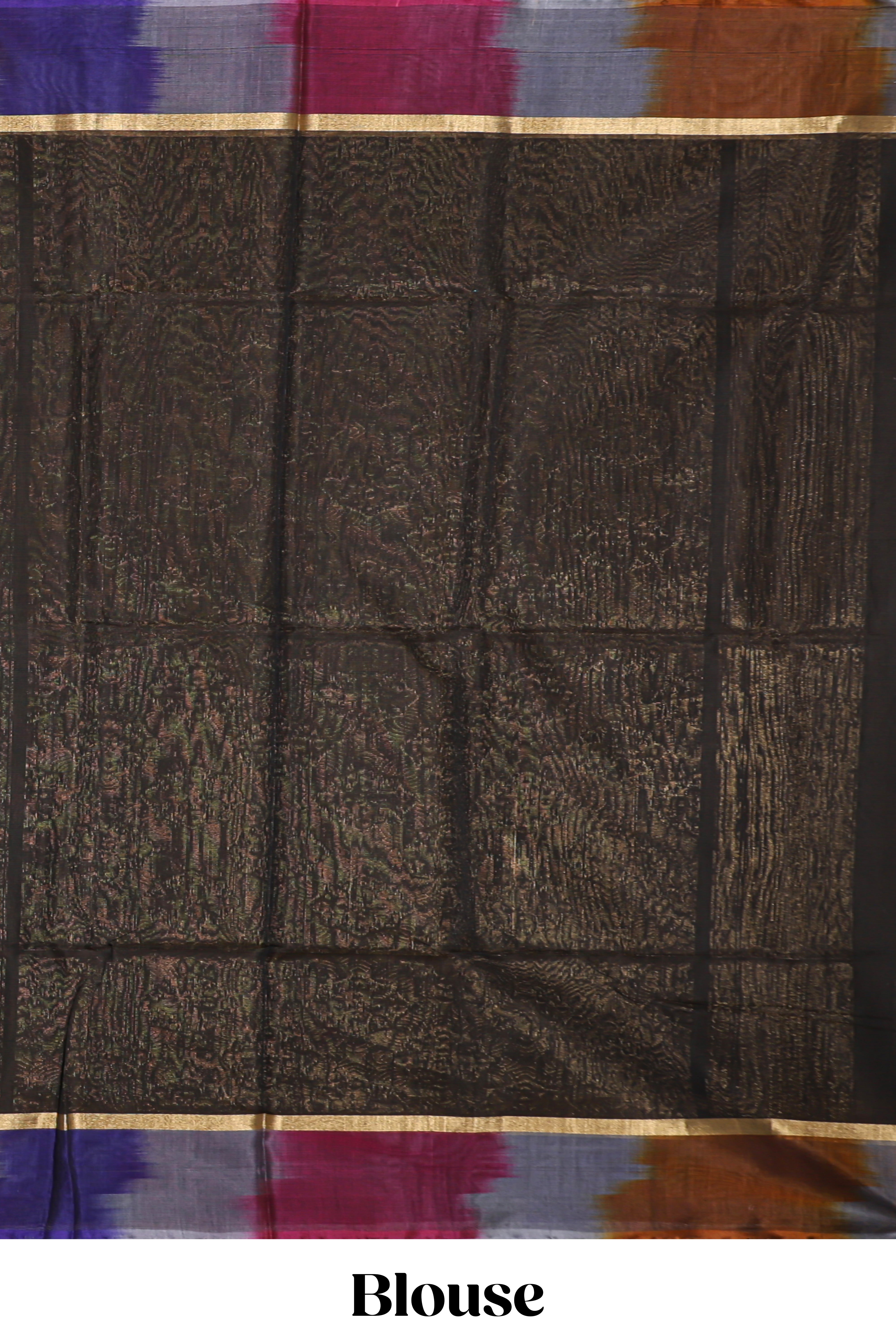 Pine green striped zari motifs design silk cotton saree with contrast zari border and blouse