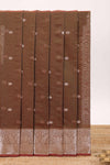 Brown butta designed silk cotton saree with self zari border and blouse