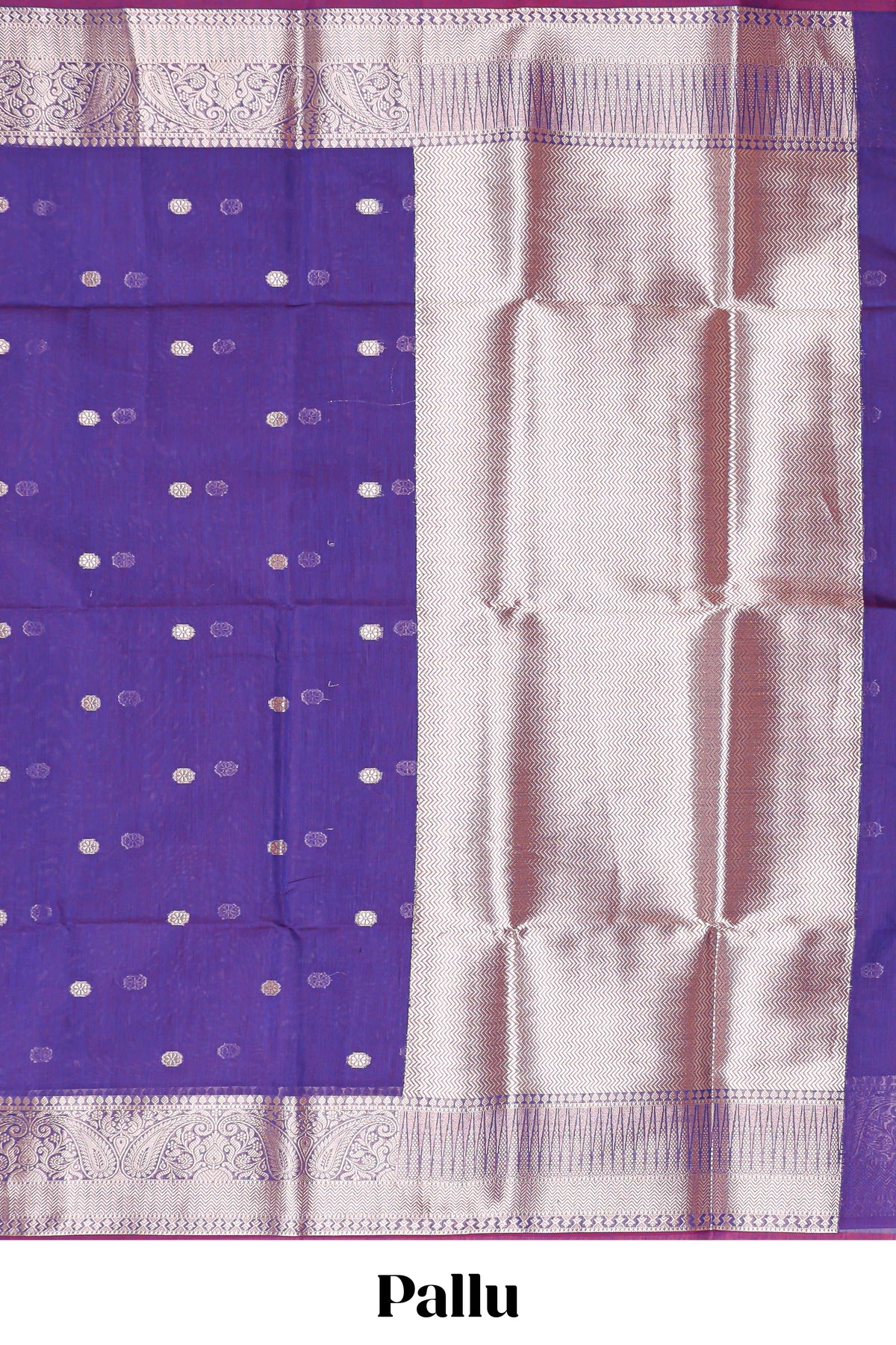 Violet butta designed silk cotton saree with self zari border and blouse