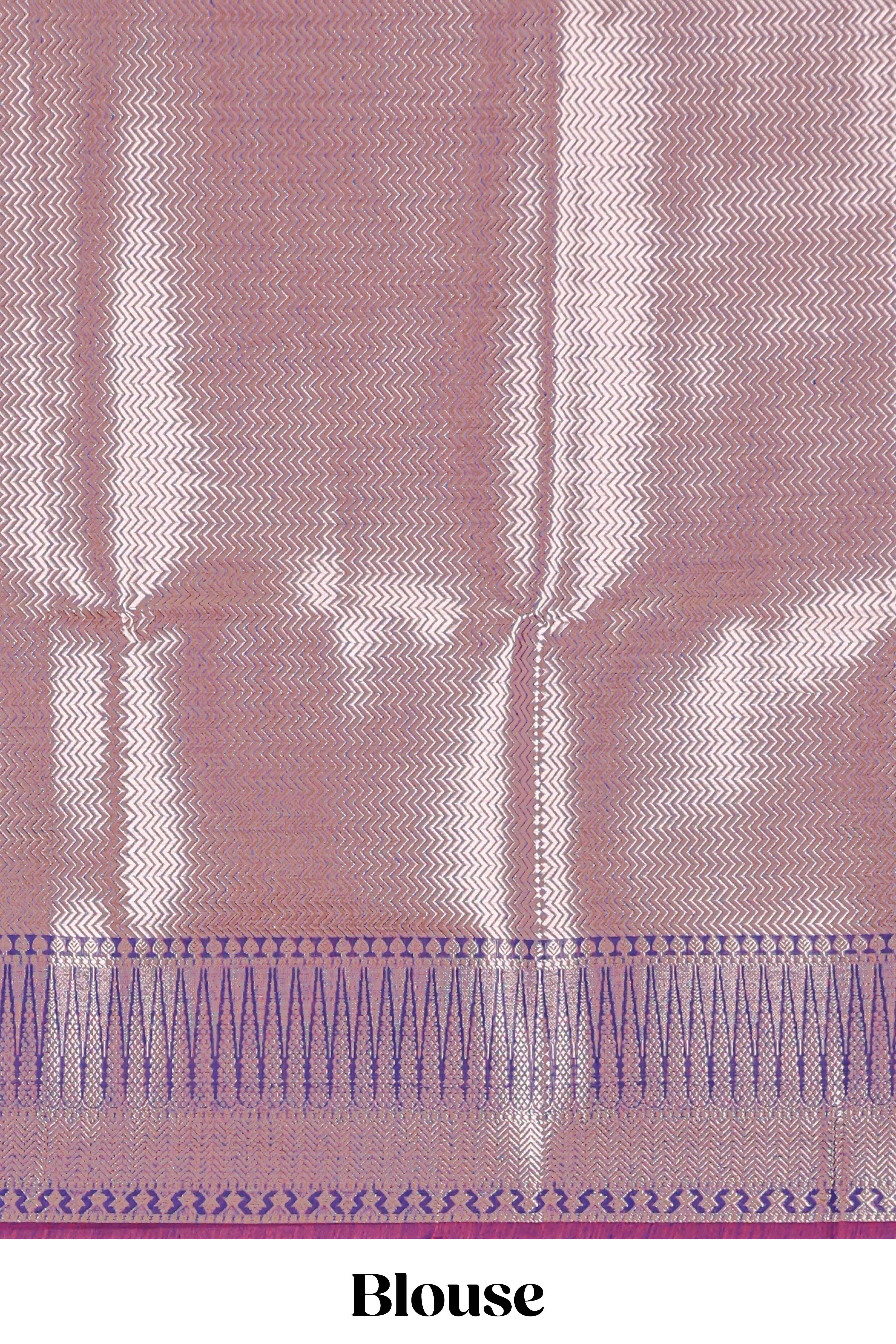 Violet butta designed silk cotton saree with self zari border and blouse