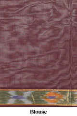 Dark blue butta designed silk cotton saree with self zari border and contrast blouse