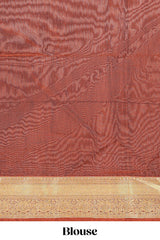 Dark green butta designed silk cotton saree with contrast zari border and blouse