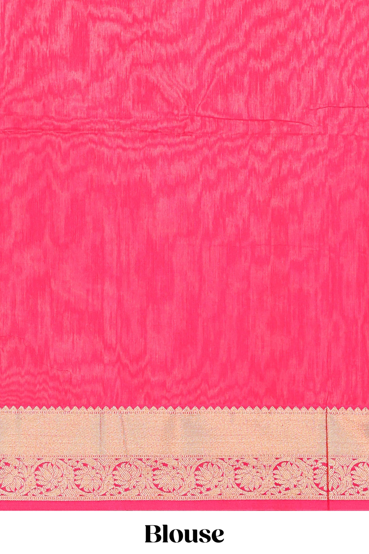 Coral red butta designed silk cotton saree with self zari border and contrast blouse