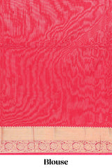 Red butta designed silk cotton saree with self zari border and matching blouse