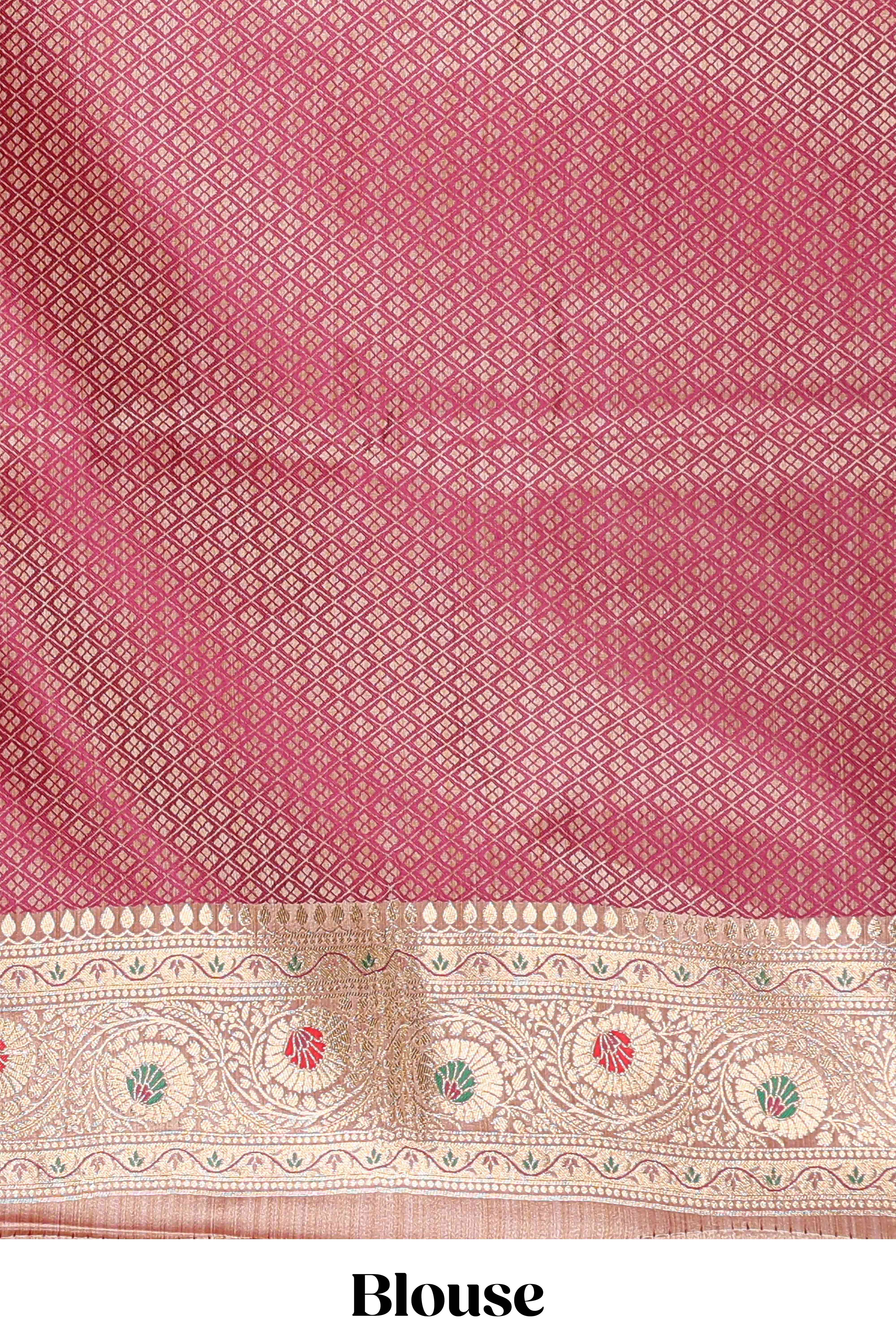 Beige zari butta semi soft silk saree with self border and matching pallu