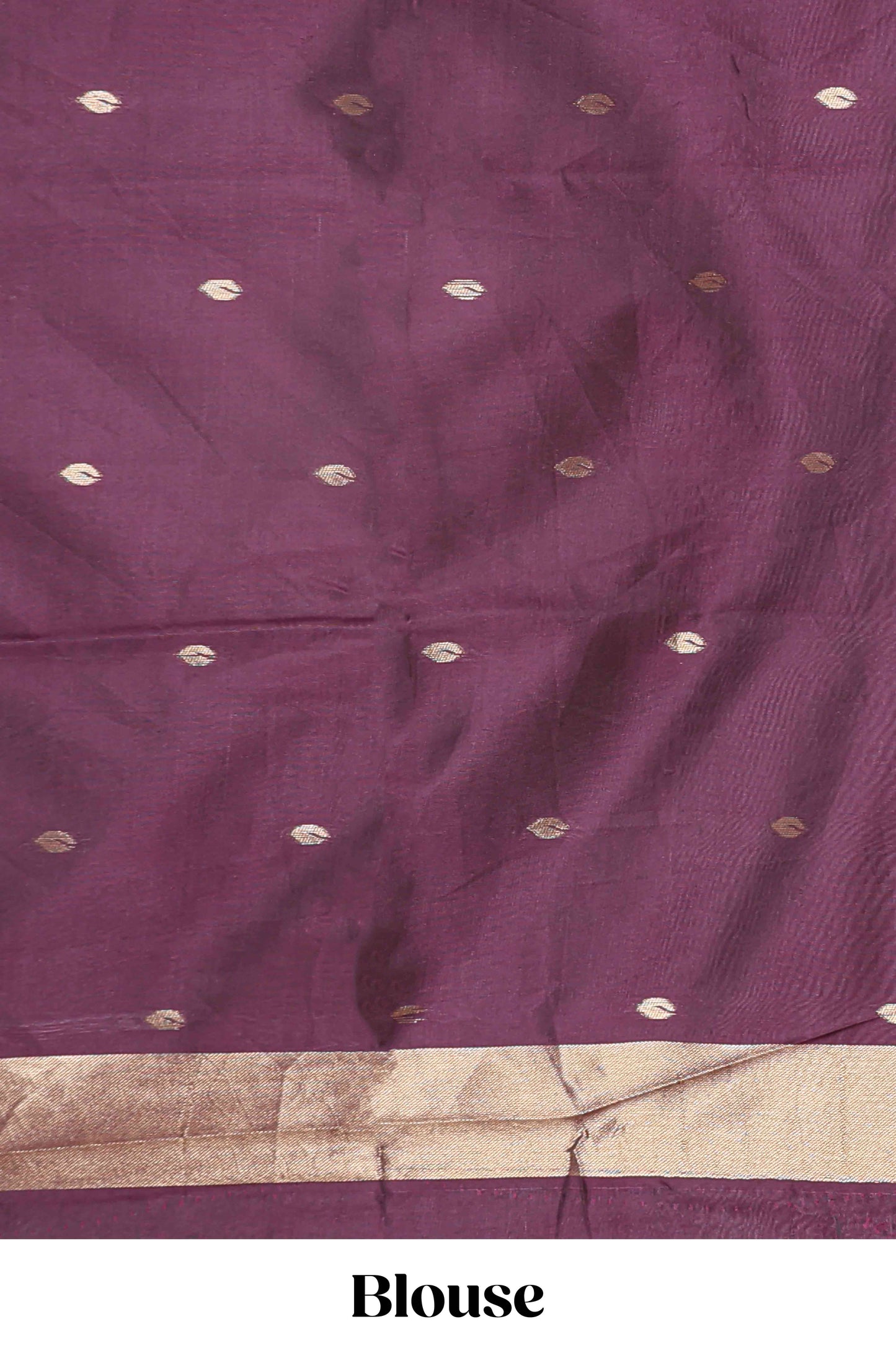 Borderless mulberry purple leaf zari butta and birds design semi soft silk saree with self pallu and matching blouse