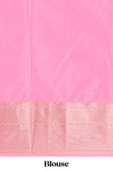 Blue checked zari butta semi soft silk saree with contrast border and floral design pallu