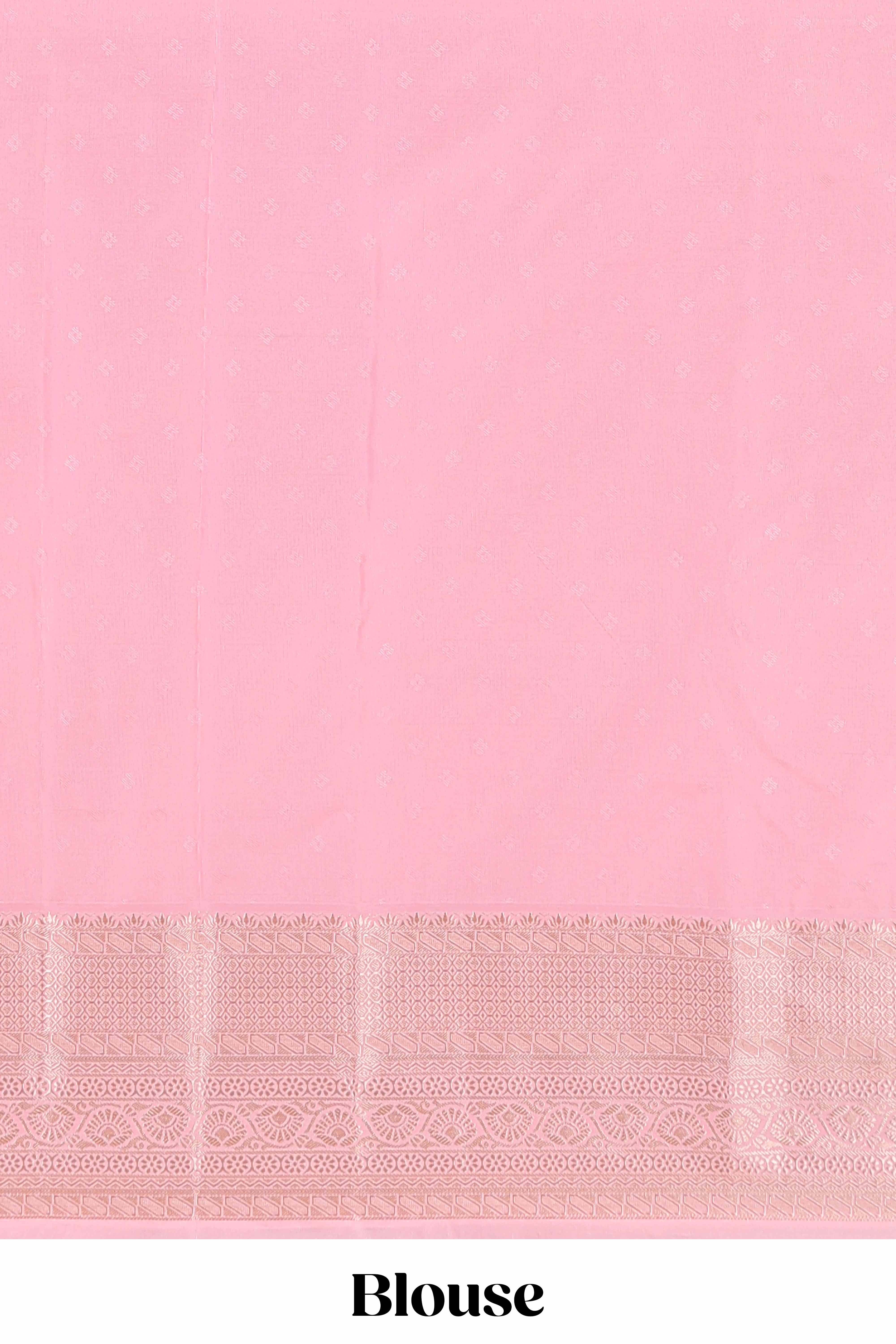 Lavender checked zari motifs semi soft silk saree with contrast border and floral design pallu
