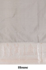 Orange geometric design birds zari motifssemi soft silk saree with contrast border and floral design pallu