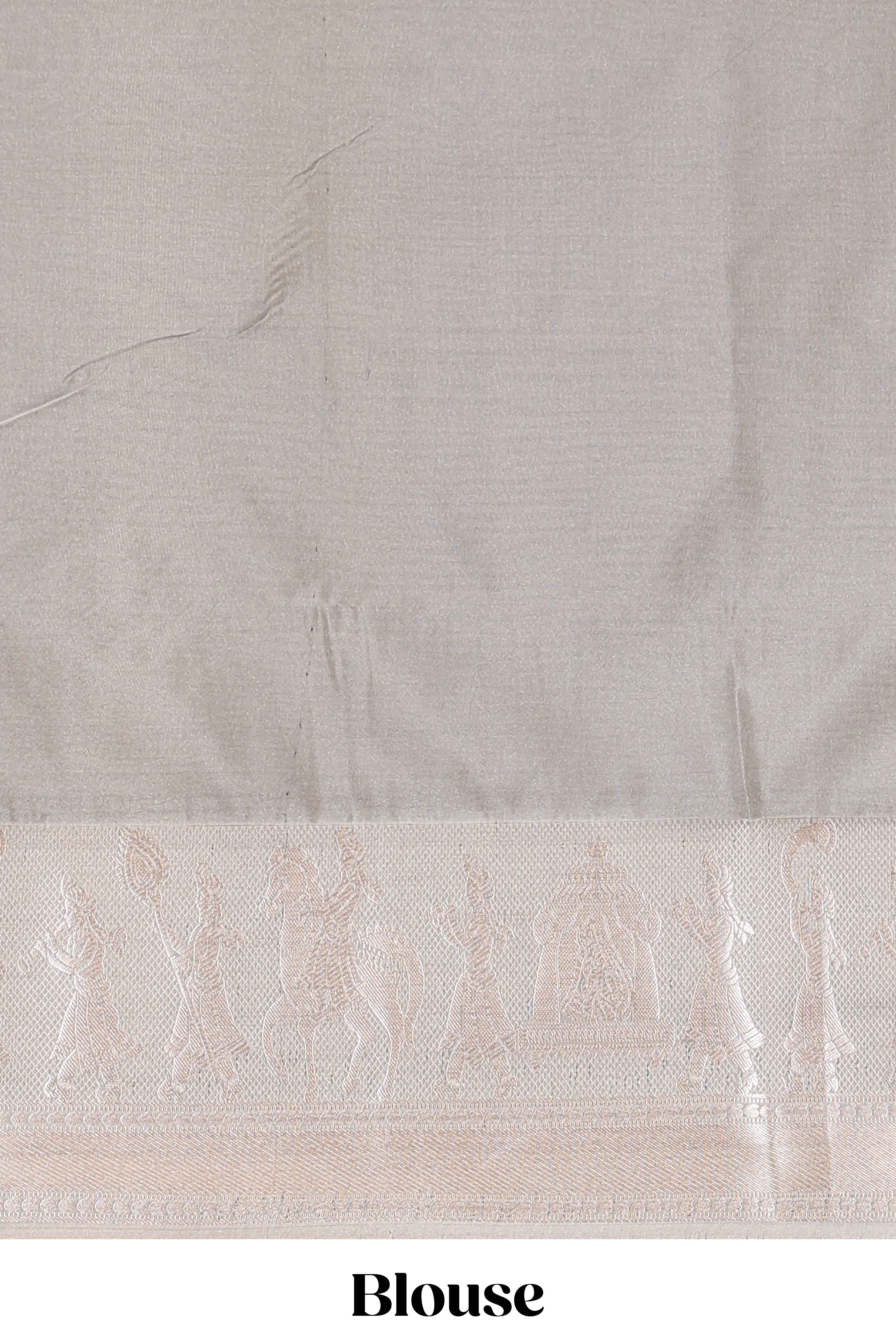 Orange geometric design birds zari motifssemi soft silk saree with contrast border and floral design pallu