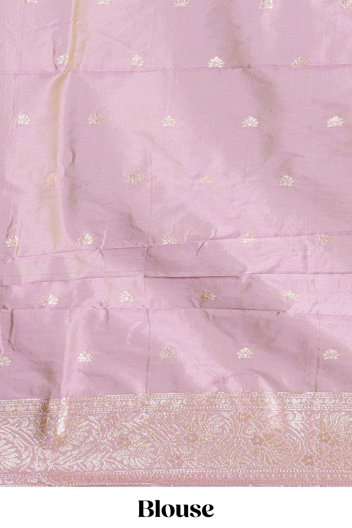 Soft lavender floral zari motifs design semi soft silk saree with self border and matching blouse