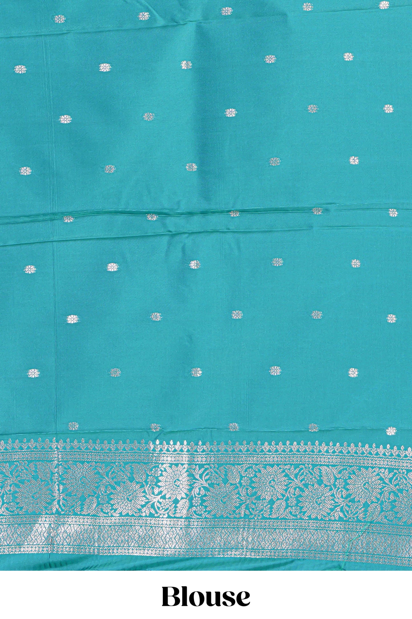 Green floral zari motifs design semi soft silk saree with self border and matching blouse