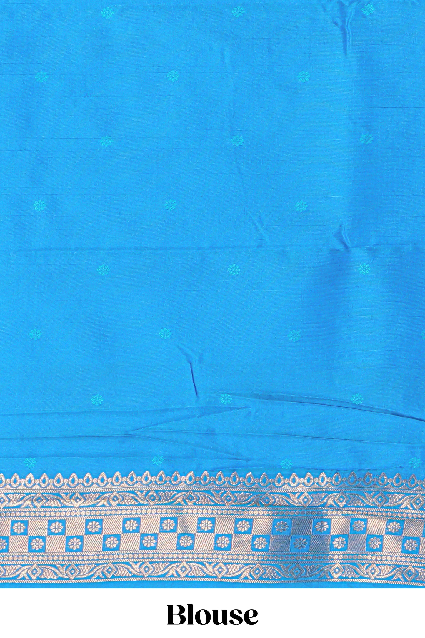 Blue floral zari motifs design semi soft silk saree with self border and matching blouse