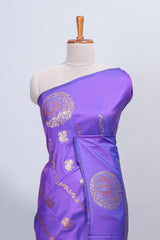 Violet zari motifs design semi soft silk saree with self border and matching blouse