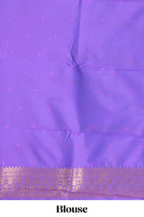 Violet zari motifs design semi soft silk saree with self border and matching blouse