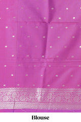 Purple zari motifs design semi soft silk saree with self border and matching blouse
